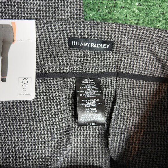 Hilary Radley High Rise Pull-On Plaid Stretch Pants Women’s Size L Black NWT  Up - Picture 16 of 16